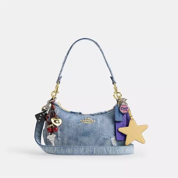 Coach Loved Denim Teri Shoulder Bag with long strap and Charms - Picture 5 of 5
